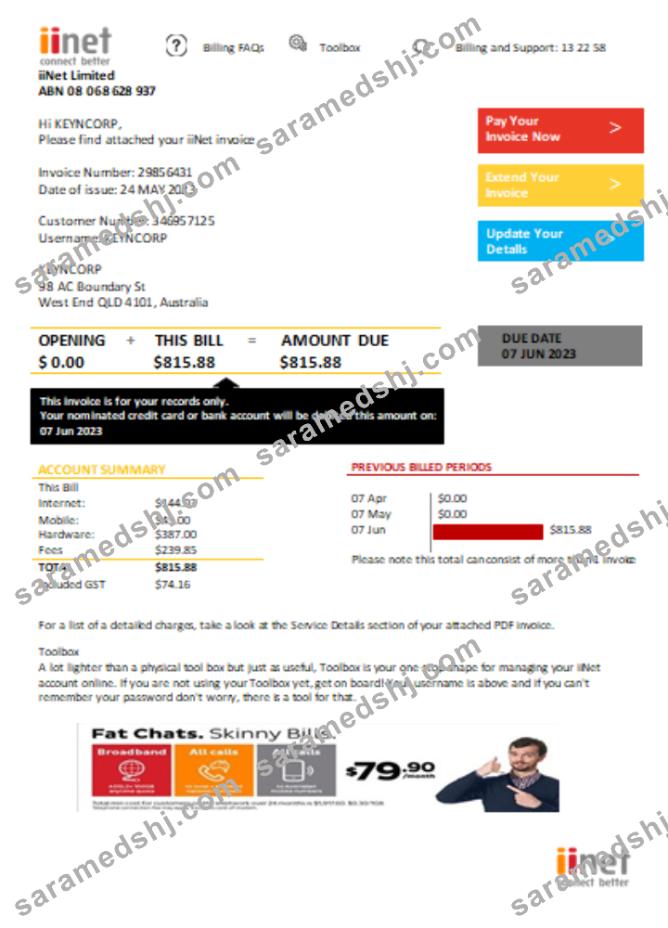 iiNet utility business bill,  SCR
